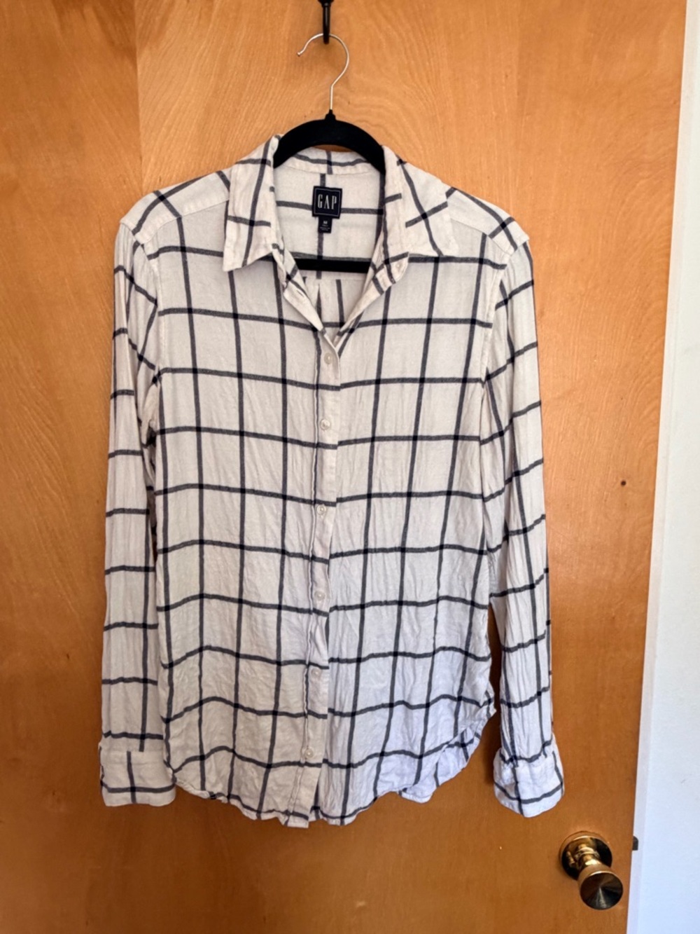 GAP White & Navy Windowpane Button-Up Shirt